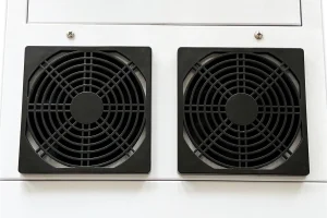 Close-up of the dual fan vents on the ultrasonic portable humidifier