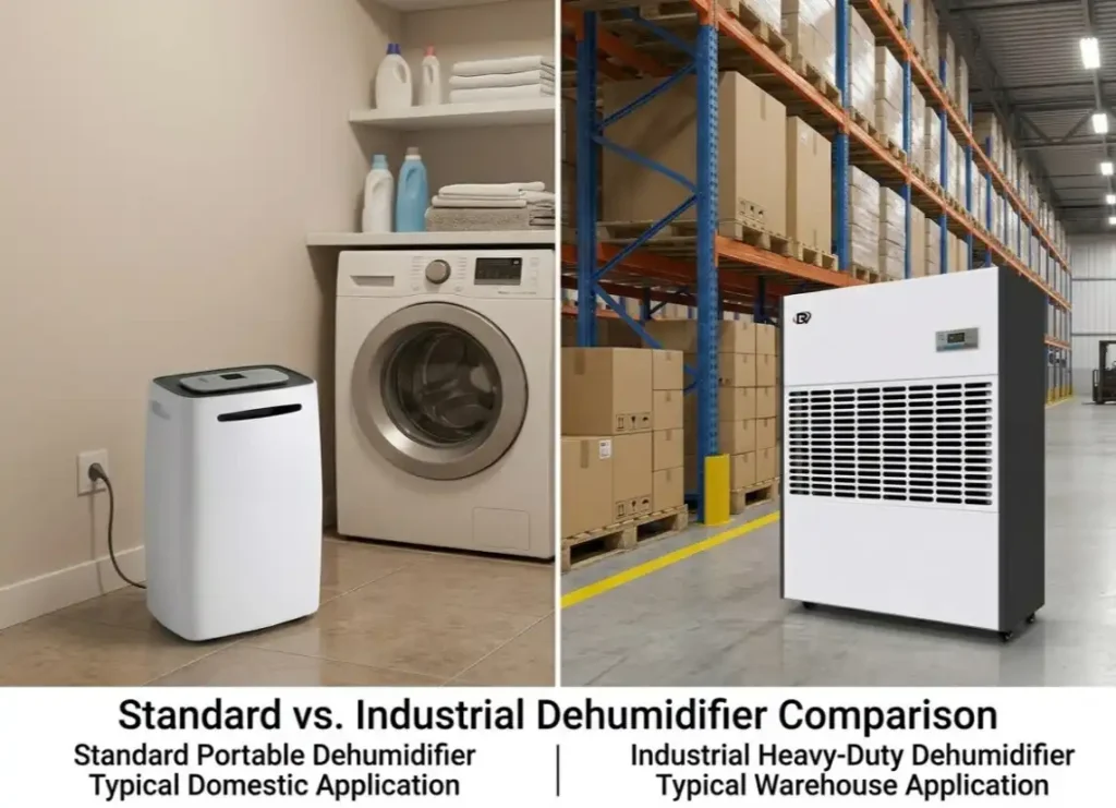 Dehumidifier vs industrial dehumidifier in home and warehouse environments