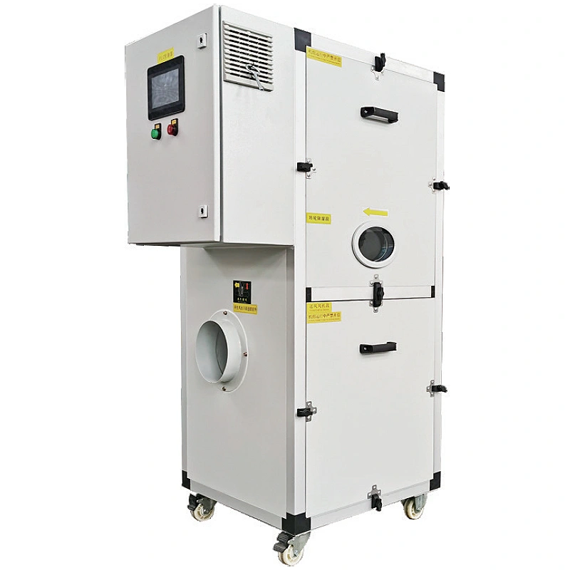 Industrial desiccant dehumidifier on wheels for factory and warehouse humidity control