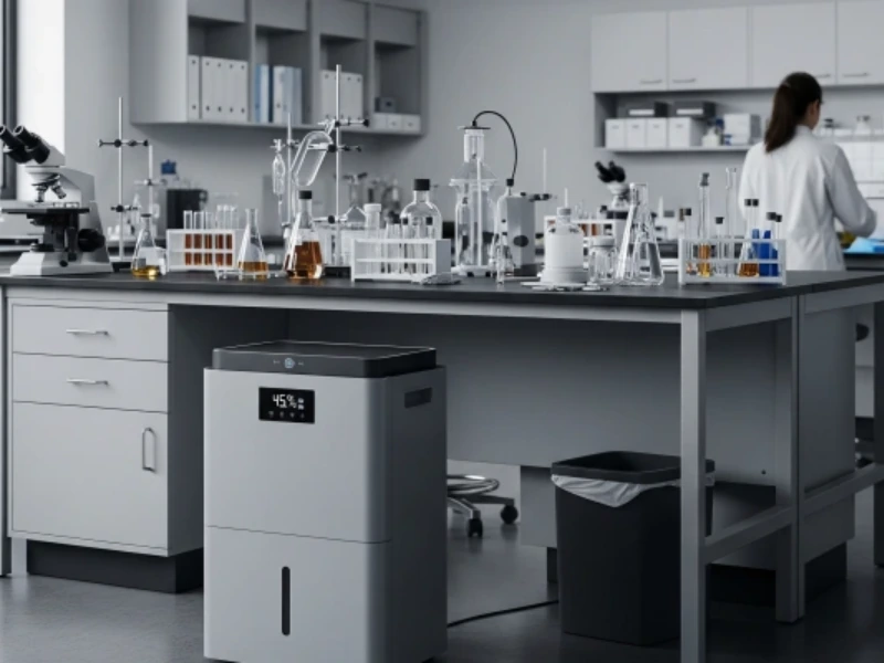Commercial Dehumidifier maintaining ideal humidity in a pharmaceutical laboratory setting