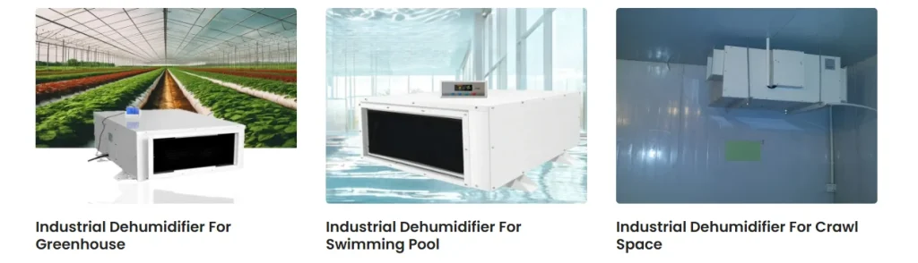 Industrial dehumidifier application examples: greenhouse, swimming pool, and crawl space usage