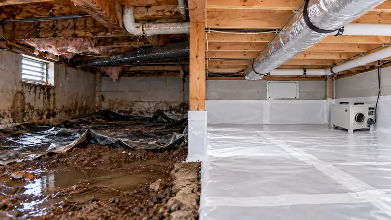 Crawl space moisture problems before and after encapsulation
