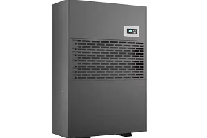 Dark grey industrial low temperature dehumidifier with a digital temperature setting display