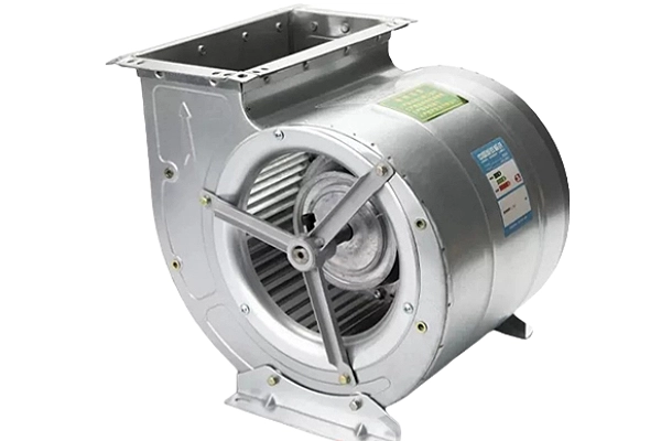 An illustration of a centrifugal fan system used in a wet film humidifier for efficient airflow.