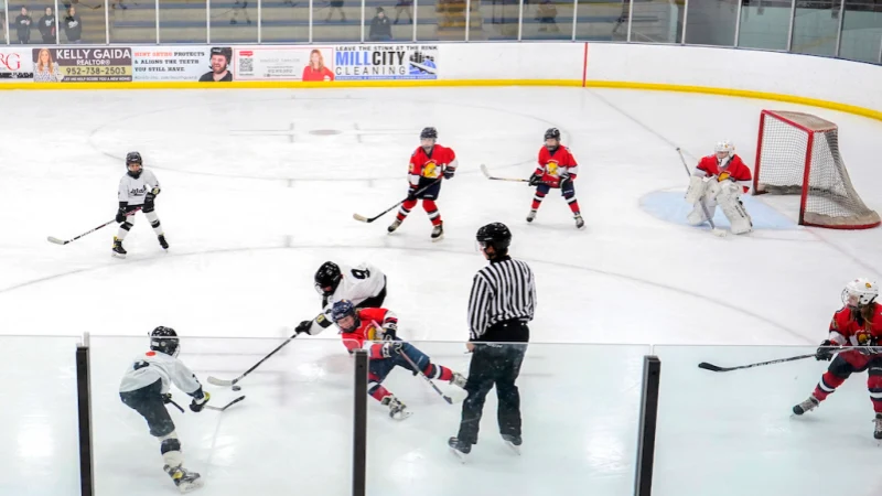 Indoor ice rink showing ice conditions and humidity control challenges, where excess moisture can cause fog, condensation on glass, and affect ice quality.