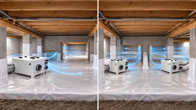 Single unit versus two units in a divided crawl space