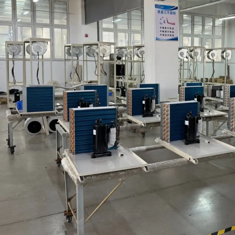 Ruiwang workshop displaying air conditioner components for quality control and assembly